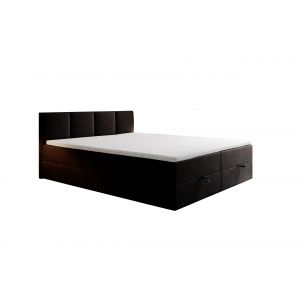 Trada - Lit adulte 140x200 cm royal - rembourré avec rangement et matelas – tissu velours - noir