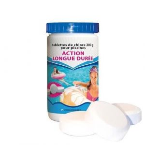 BSI Chlore action longue durée ou chlore lent - Galets 200g - Dissolution lente - Désinfection - Piscine - Eur-O-Tabs - 1kg