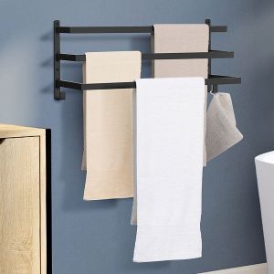 Idmarket Porte-serviettes mural 3 niveaux DALLAS métal noir design industriel