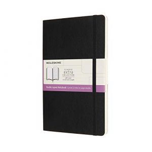 Moleskine Classic Notebook, Pages Blanches et Lignées, Couverture Souple et Fermeture Elastique, Grand Format 13x21 cm, Couleur Noire, 192 Pages
