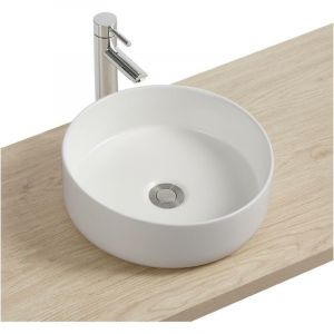 Mob-in - Vasque ronde &agrave; poser en c&eacute;ramique 37 cm diego - Blanc mat