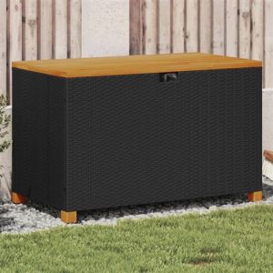 VidaXL Boîte de rangement de jardin noir résine tressée bois d'acacia
