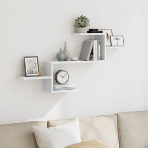 VidaXL Étagère murale blanc 104x15x49 cm bois d'ingénierie, étagère flottante, étagère d'exposition murale, étagère pour CD, étagère murale flottante