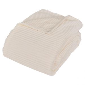 Plaid flanelle côtelé Arum 240x220cm - ivoire
