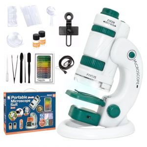 Todeco 60X-180X Microscope, avec Zoom eclaire par LED, Ensemble microscope pour Les Enfants, Les etudiants, l'observation microbiologique