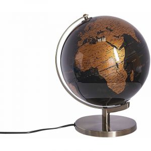 Beliani Globe terrestre LED noir et cuivr&eacute; 32 cm MAGELLAN
