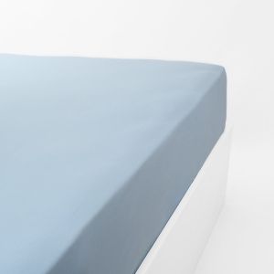 Linandelle Drap housse coton jersey extensible DOUCEUR - Bleu clair - 120x200 cm