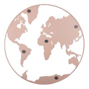 Pt' Mappemonde en métal avec magnets World Map rose clair