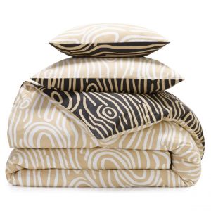 Housse de couette double face en coton imprimé beige DR. TOPO