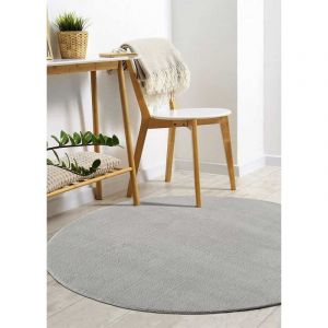 Toutapis - Tapis uni lavable en machine doux loft - Gris, rond, 120x120 cm