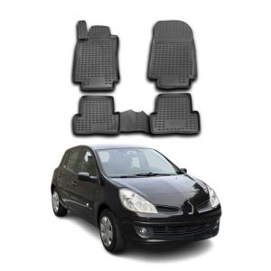Omac Tapis de Sol pour Renault Clio 3 2005-2012 Caoutchouc TPE Noir