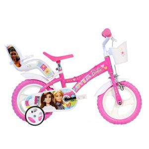 Dino Bikes Vélo Enfant 12 - BARBIE - Rose - 3 à 5 Ans - Roue 12 pouces - Fille