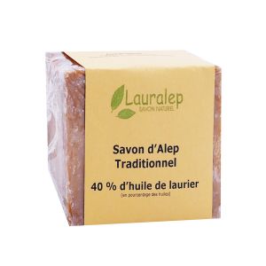 Lauralep Savon d'Alep traditionnel (40% d'huile de laurier) 200 g