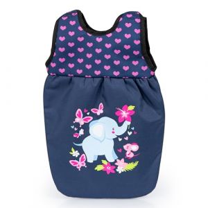 Bayer Design 62154AC Sac de Couchage pour poupée jusqu'à 43 cm, Accessoire pour Poupon, Doux et câlin, Bleu avec éléphant et cœurs
