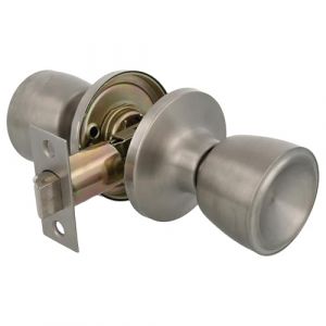 Amig - Poignée de Passage en Forme de Coupe | Ensemble de Poignées double | Acier Inox | Serrure d'Entrée 60/70 mm | Visserie Incluse | Pour Portes en Bois | Serrure à Bec-de-Cane Carré | Inox Mat