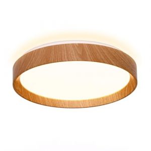 Alpinaluz Plafonnier LED 30 W &Oslash;40 cm, lumi&egrave;re CCT 3000 K 4000 K 6000 K, design moderne, bo&icirc;tier en polycarbonate r&eacute;sistant avec finition effet bois, pour salon, chambre ou salle &agrave; manger