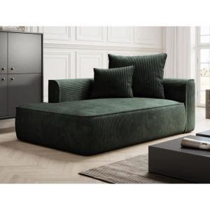 Vente-unique - Méridienne gauche en velours côtelé vert pineta