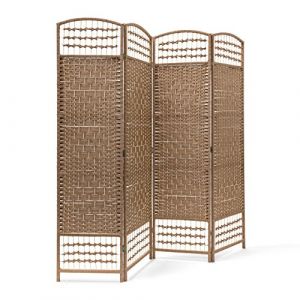 Relaxdays Paravent 4 panneaux bambou pliable protège de la lumière séparateur pièce pliant cloison mur HLP 179 x 180 x 2 cm,