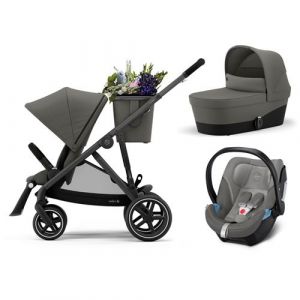 Image de Poussette trio model Gazelle S Noire ATON 5 Nacelle Gazelle S Soho Gris