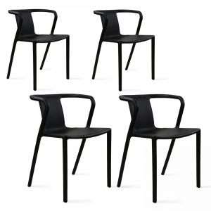 Oviala Ensemble de 4 fauteuils design empilables Berlin - Noir