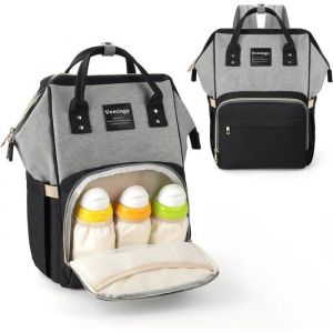 Sac &Agrave; Langer &Agrave; Langer Pour B&eacute;b&eacute;, Organisateur De Couches Durable De Grande Capacit&eacute; Pour Maman Et Papa, Gris Et Noir.