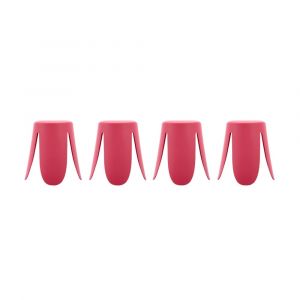 Sweeek - Set de 4 tabourets empilables simili cuir rose, Niki Ø30 / 44 x H46cm