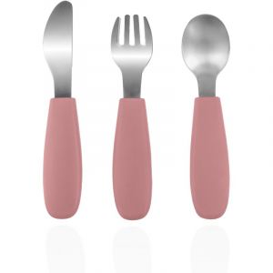 Zopa Silicone Children's Cutlery cubierto para ni&ntilde;os 6 m+ Old Pink 3 ud