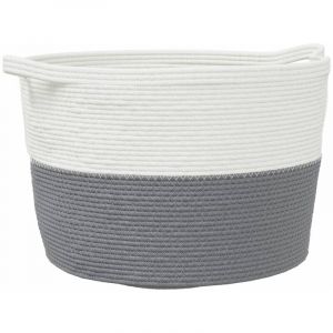 VidaXL Panier à linge gris et blanc Ø60x36 cm coton