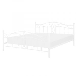 Beliani Lit Double Métallique Blanc 140 x 200 cm en Fer Forgé avec Sommier à Lattes Inclus Style Romantique pour Chambre au Style Boho ou Rétro