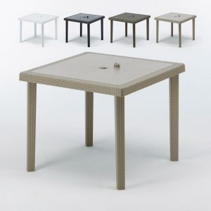 Grand Soleil Table bar café Poly rotin 90x90 BOHÊME - couleur:Beige