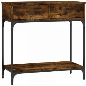 VidaXL Table Console, Bout de Canapé avec Tiroirs et Étagère, Meuble de Rangement Entrée Salon Couloir, Moderne, Chêne Fumé Bois d'Ingénierie