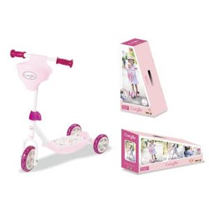 Smoby Trottinette Corolle pour Enfants - 3 Roues - Guidon réglable en Hauteur - Siège pour poupée - Plateau antidérapant - Construction Stable - À partir de 3 Ans
