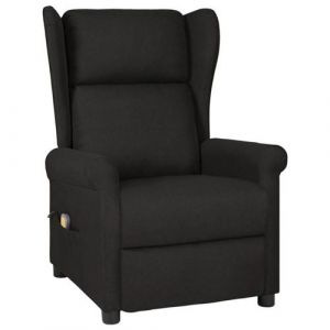 VidaXL Fauteuil de relaxation, massant tissu noir