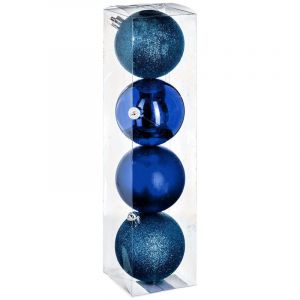 Lot de 4 Boules de Noël "Colorama" 8cm Bleu Nuit Prix