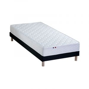 Image de Ensemble Matelas Mousse réversible STRATUS + Sommier Made in France Dimensions 90 x 190 cm, Sommier Noir