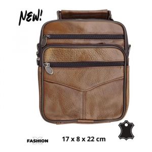 Sacoche homme - Sacoche bandouli&egrave;re - Cuir vachette - 5 poches - Sangle r&eacute;glable