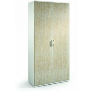 Kiamami Valentina Armoire de salle de bains multifonctionnelle avec double porte, 4 étagères internes réglables.
