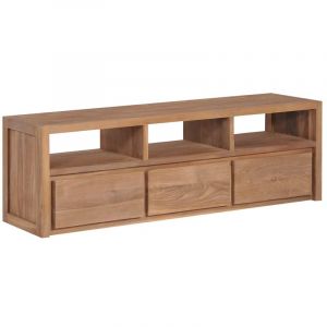 Image de Meuble télé buffet tv télévision design pratique bois m if de teck et finition naturelle 120 cm 2502183