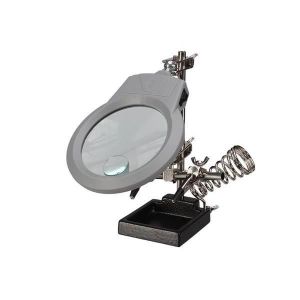 Velleman Troisième main avec loupe, lampe led et support pour fer à souder