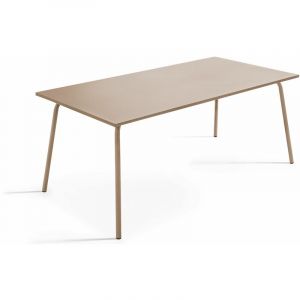 Image de Oviala Table rectangulaire 180 x 90 cm en acier thermolaqué, style industriel, Palavas Beige