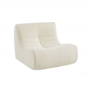 Fauteuil chauffeuse en bouclette texturée blanc style contemporain 1 place - Blanc