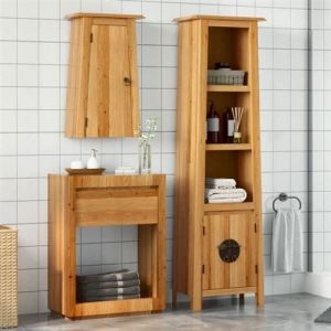 VidaXL Ensemble de meubles de salle de bain 2 pcs bois de pin massif, armoire de salle de bain, meuble de salle de bain, meuble de salle de bain en bois massif