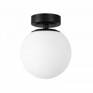 Image de Boutica-design Forlight - Giro Lampe &agrave; toit de salle de bain avec IP44 pour l'ampoule E14 en sph&egrave;re. Plafond de plafond noir - Blanc