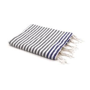 Image de Fouta Bora Bora gris/bleu grec - 100x200 cm