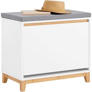 Sobuy Banc Chaussures, Rangement pour Chaussures, Armoire à Chaussures, Meuble d'Entrée, Coffre avec 1 Abattants et 1 Coussin, pour Couloir, Salon