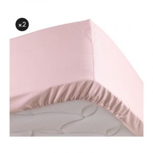 Cdaffaires Lot de 2 Draps housse 100% percale ultra doux 180 x 200 cm 78 fils bonnet 30 cm