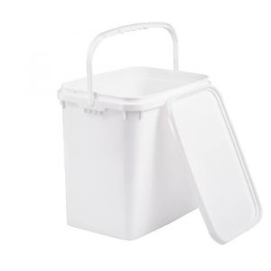 Nipter, Seau plastique alimentaire, empilable, rectangulaire avec Couvercle 10l, Blanc, vendu en lot de 3