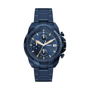 Fossil Montre Bronson Chronographe Pour Homme, Acier Inoxydable Ton Bleu, Modele Fs5916