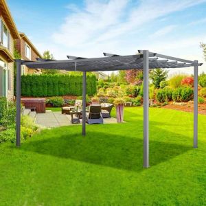 M&S Pergola en aluminium 3x4 m tissu imperméable coloris gris