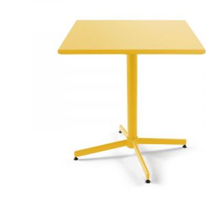 Oviala Table de jardin plateau carré rabattable en métal Palavas Palavas - Jaune